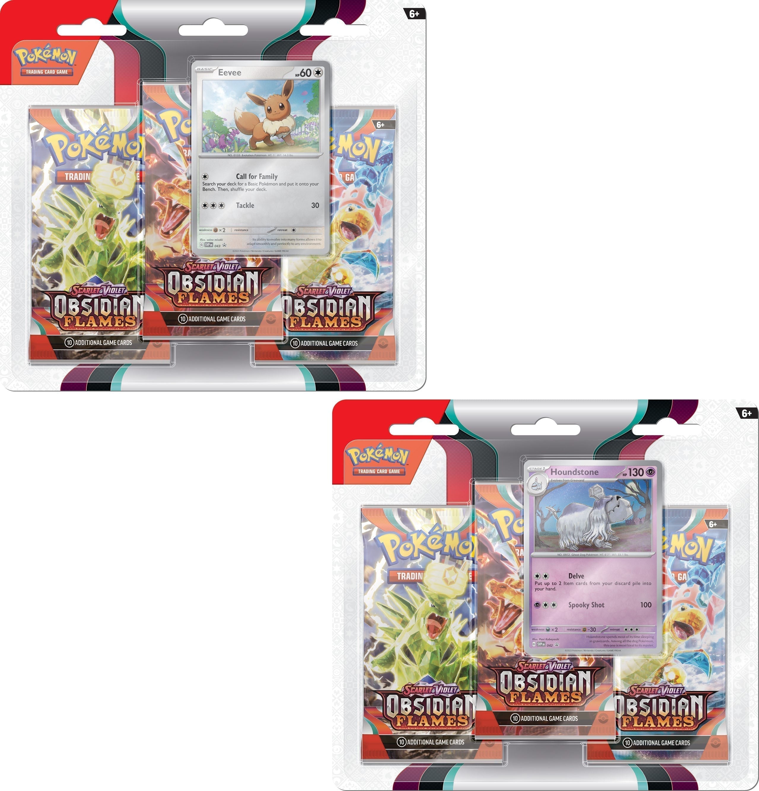 Pokemon Obsidian Flames Triple Booster pack Blister - Eevee + Houndstone (1 each artwork)
