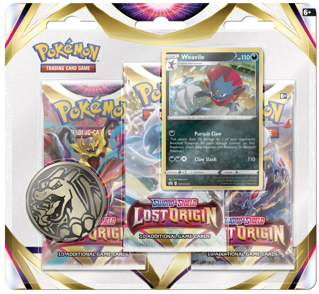 Pokemon Lost Origins Triple Booster pack Blister (Weavile)